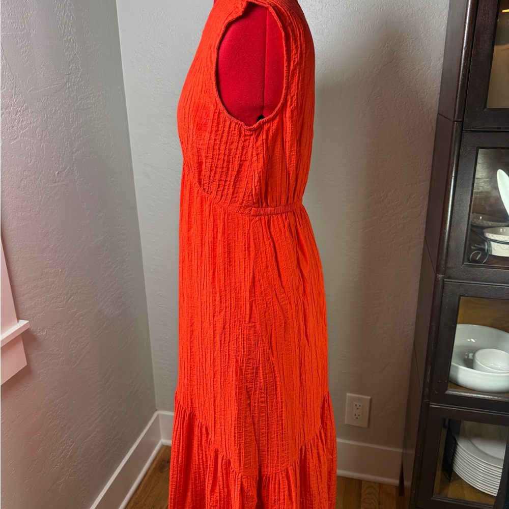 Nine West Pumpkin Orange Textured Sleeveless Midi Dress Size S - Picture 3 of 9